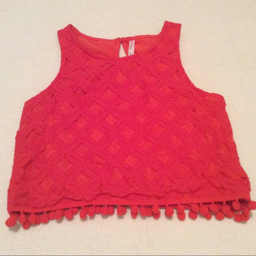 Bright orange red crop top